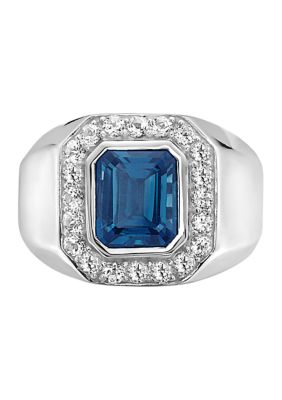 Effy Men's Sterling Silver 4.71 Ct. T.w. London Blue And White Sapphire Ring