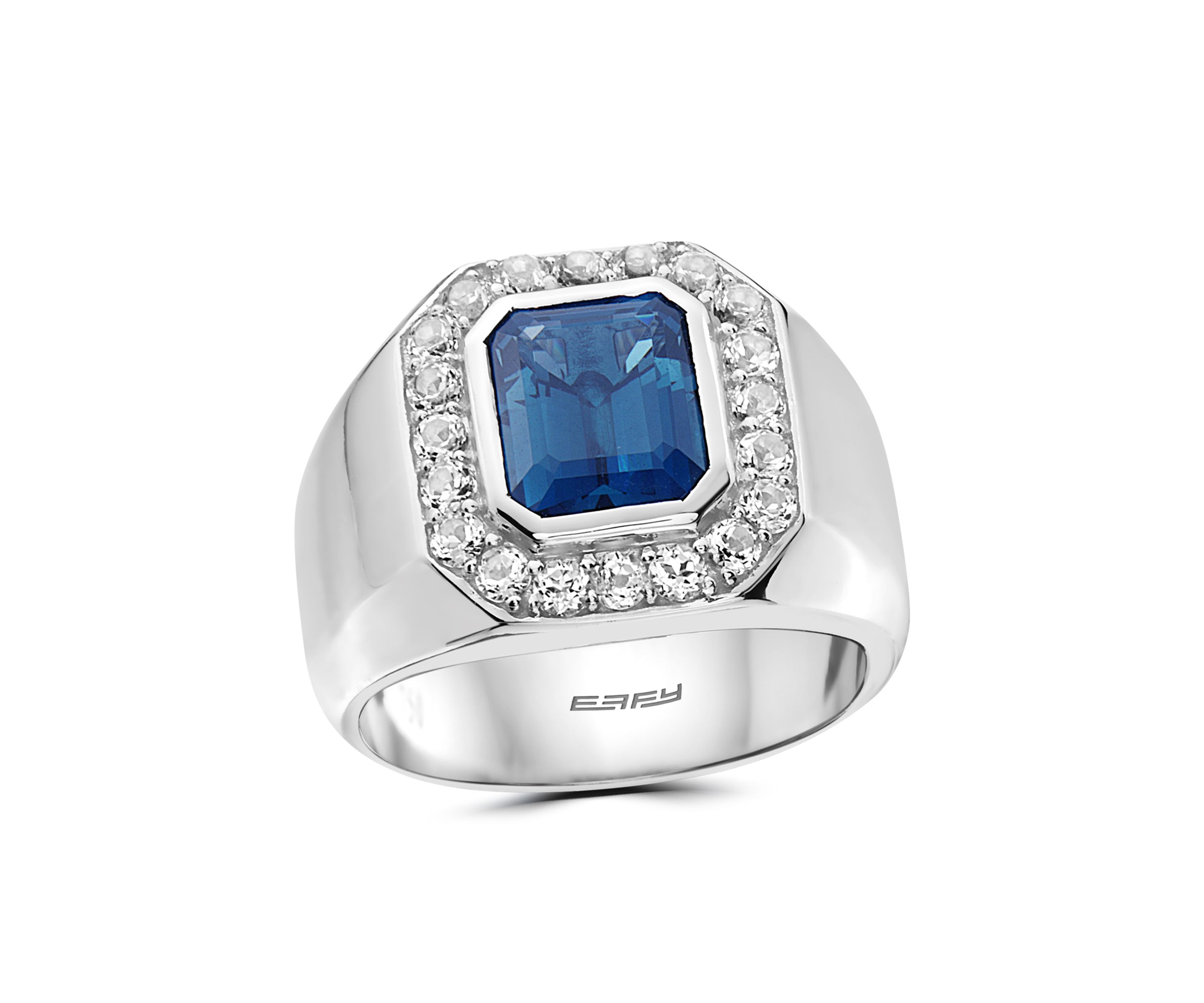 Mens Sterling Silver 4.71 ct. t.w. London Blue and White Sapphire Ring