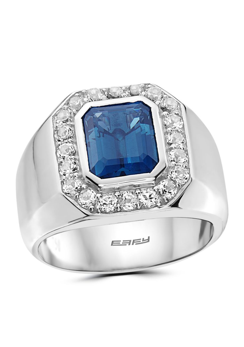 Mens Sterling Silver 4.71 ct. t.w. London Blue and White Sapphire Ring