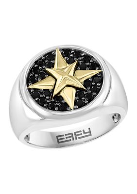 Effy Men's Sterling Silver Black Spinel Compass Ring