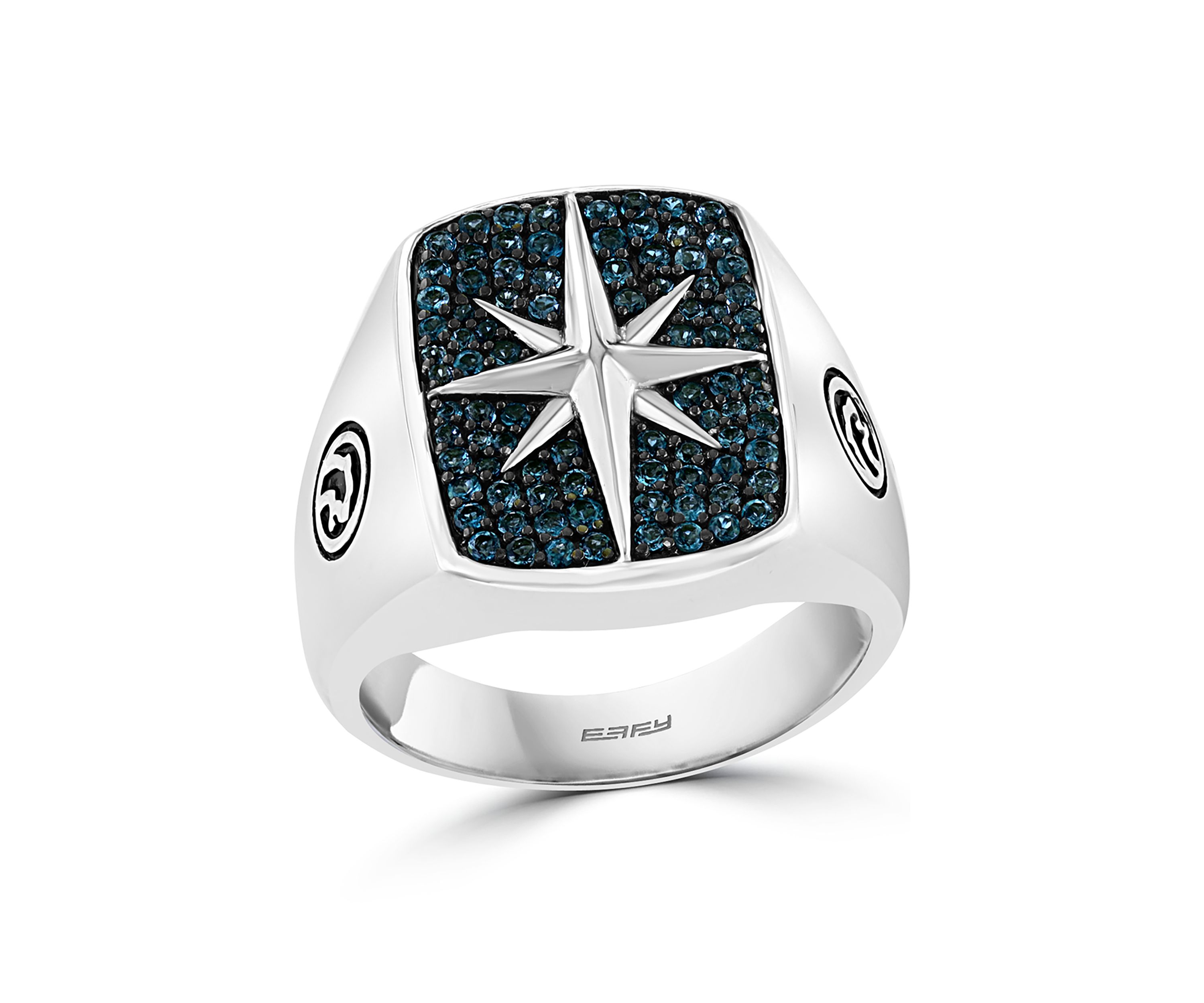 Mens 3/4 ct. t.w. London Blue Topaz Star Ring in Sterling Silver