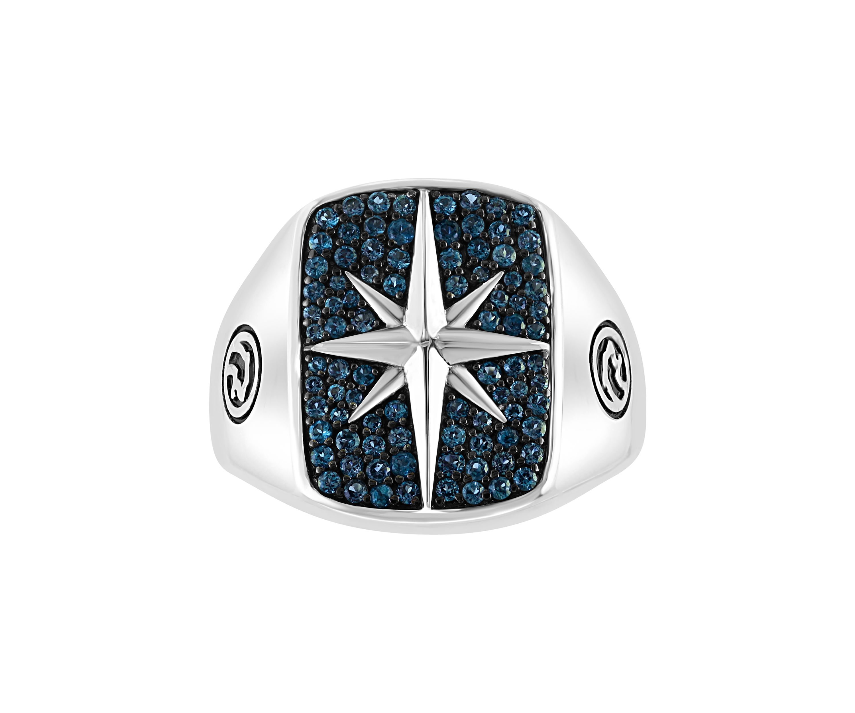 Mens 3/4 ct. t.w. London Blue Topaz Star Ring in Sterling Silver