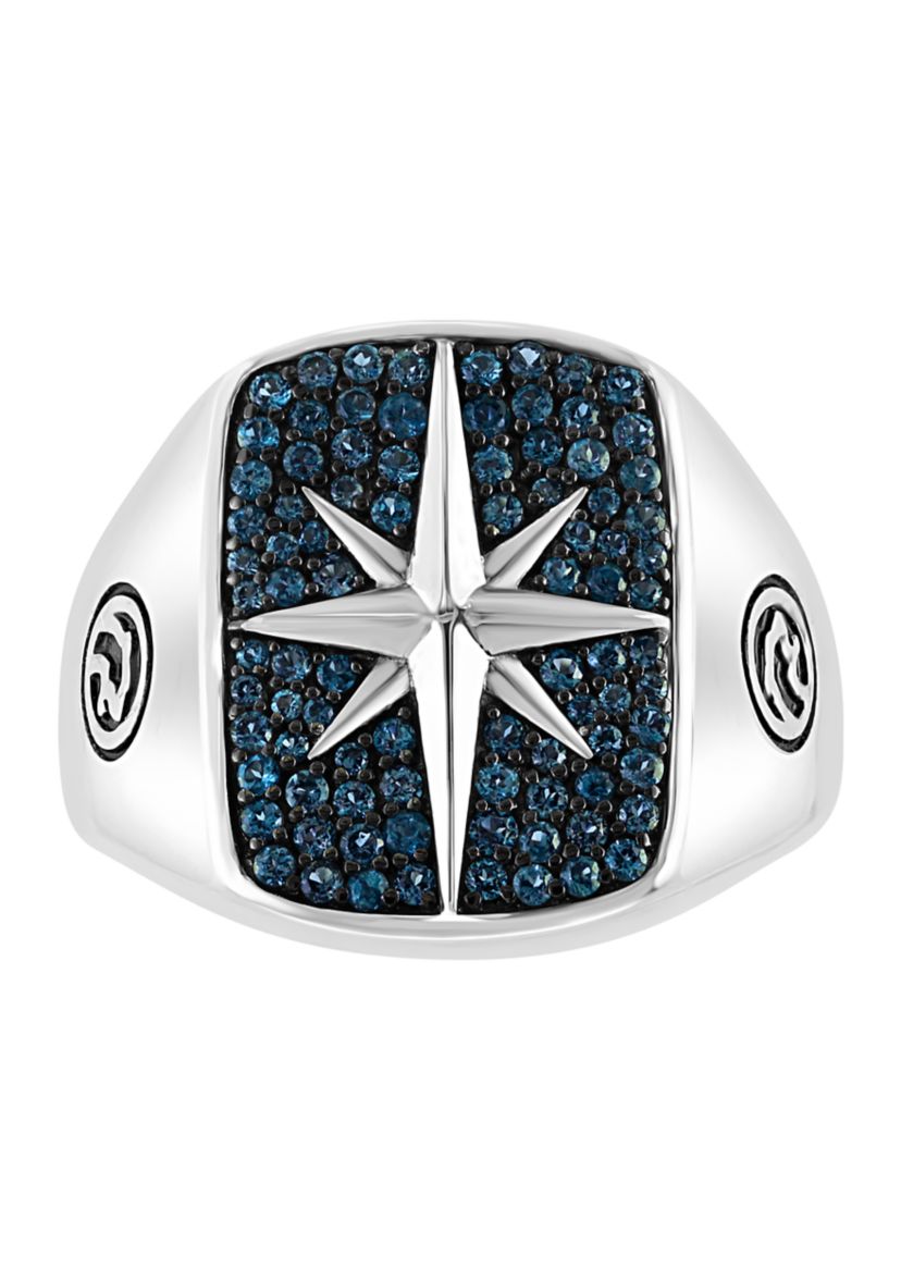 Mens 3/4 ct. t.w. London Blue Topaz Star Ring in Sterling Silver