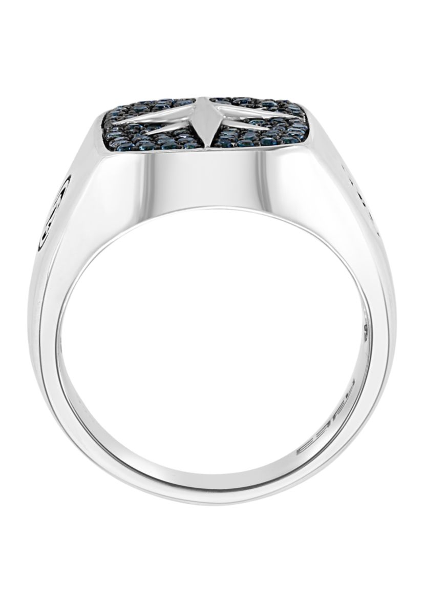 Mens 3/4 ct. t.w. London Blue Topaz Star Ring in Sterling Silver