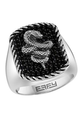 Effy Men's Sterling Silver Black Spinel Snake Ring