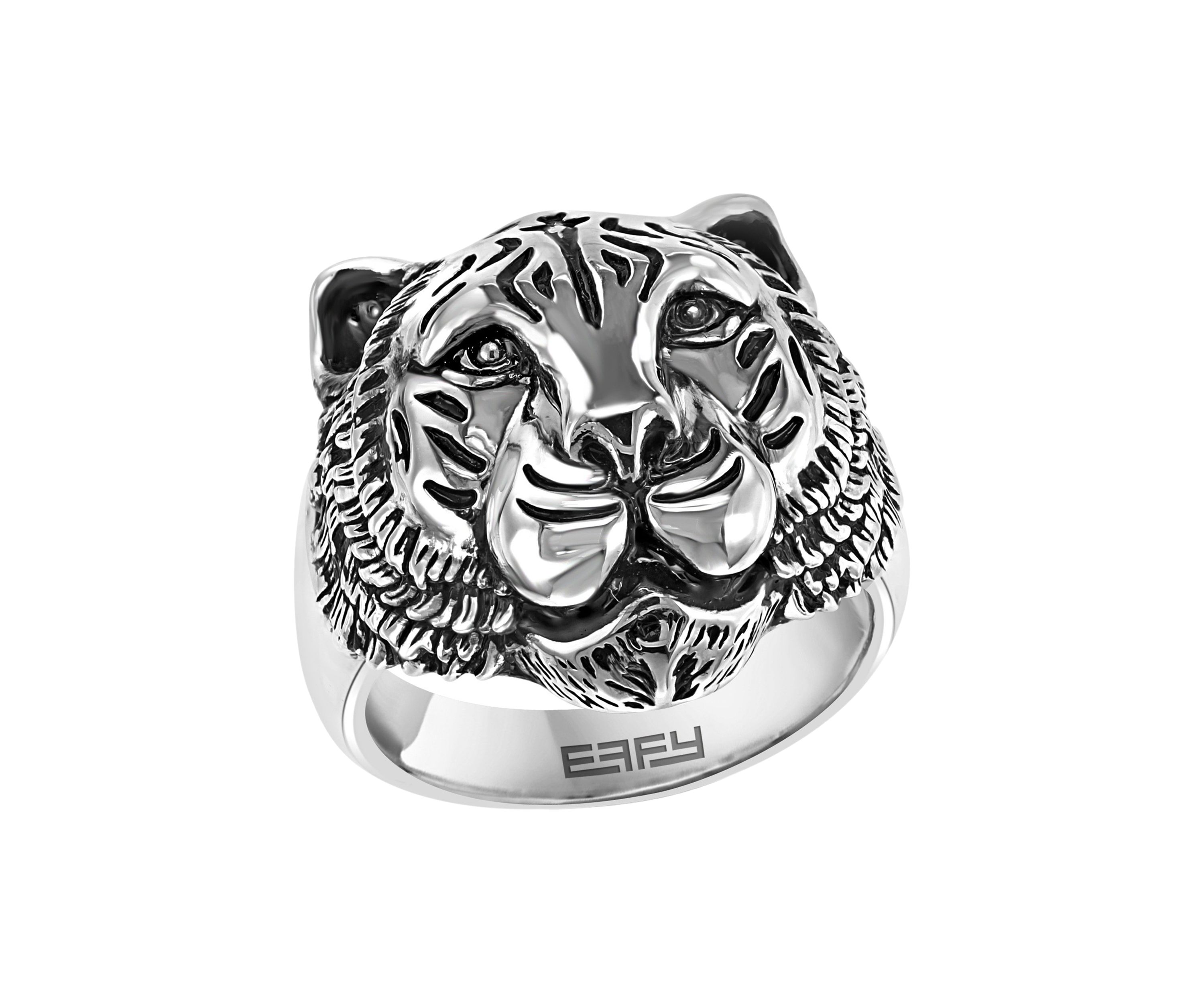 Mens Sterling Silver Tiger Ring 