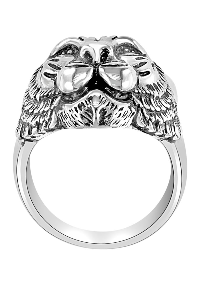 Mens Sterling Silver Tiger Ring 