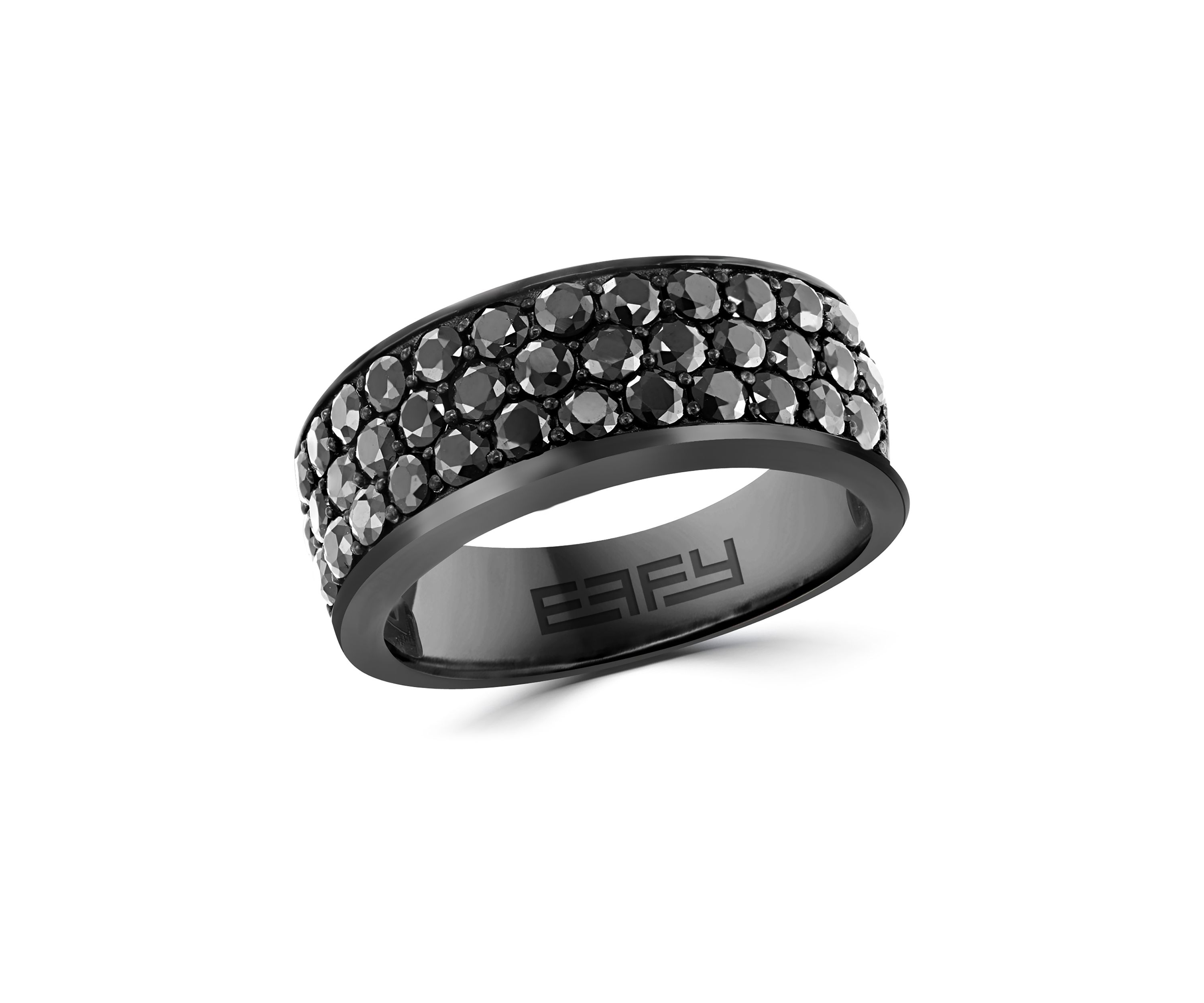 Mens Sterling Silver Black Spinel Ring 
