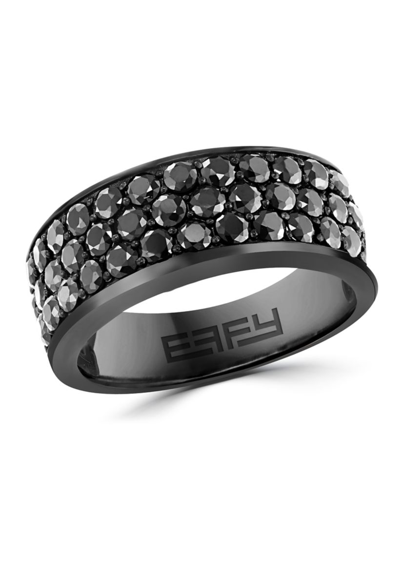Mens Sterling Silver Black Spinel Ring 