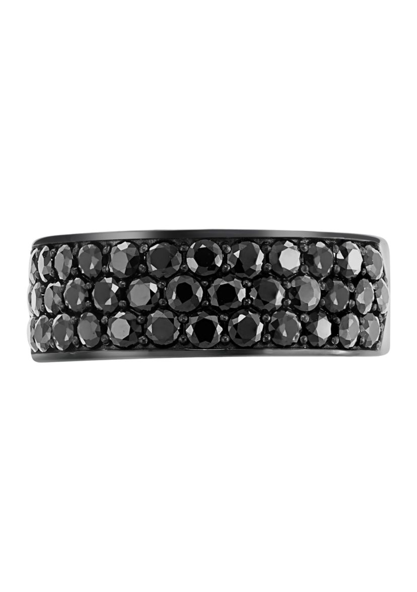 Mens Sterling Silver Black Spinel Ring 