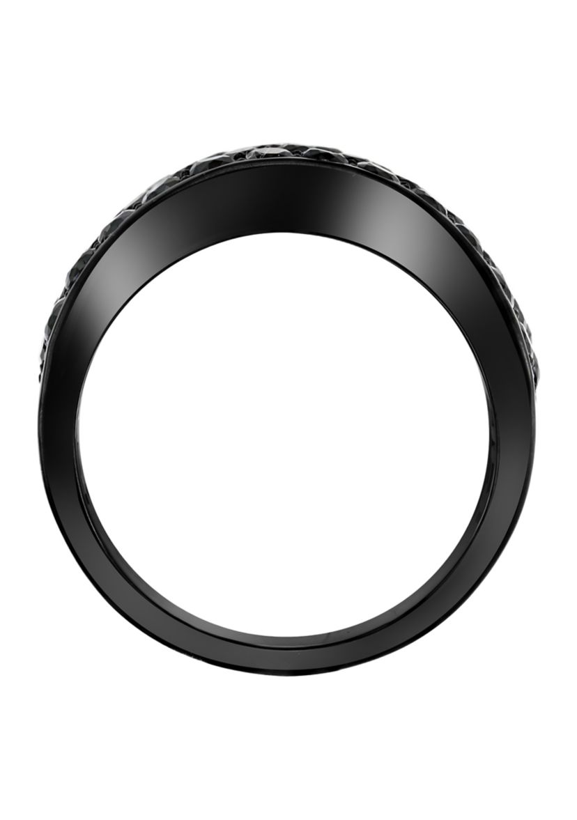 Mens Sterling Silver Black Spinel Ring 