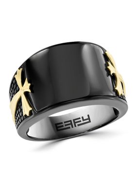 Effy Men's Onyx Sterling Silver Cross Ring
