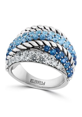 Effy Blue Topaz Cable Faux Stack Ring In Sterling Silver