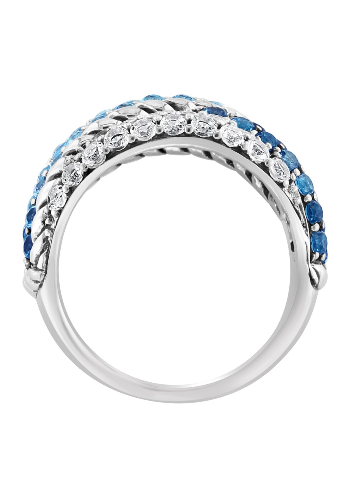 Blue Topaz Cable Faux Stack Ring in Sterling Silver 