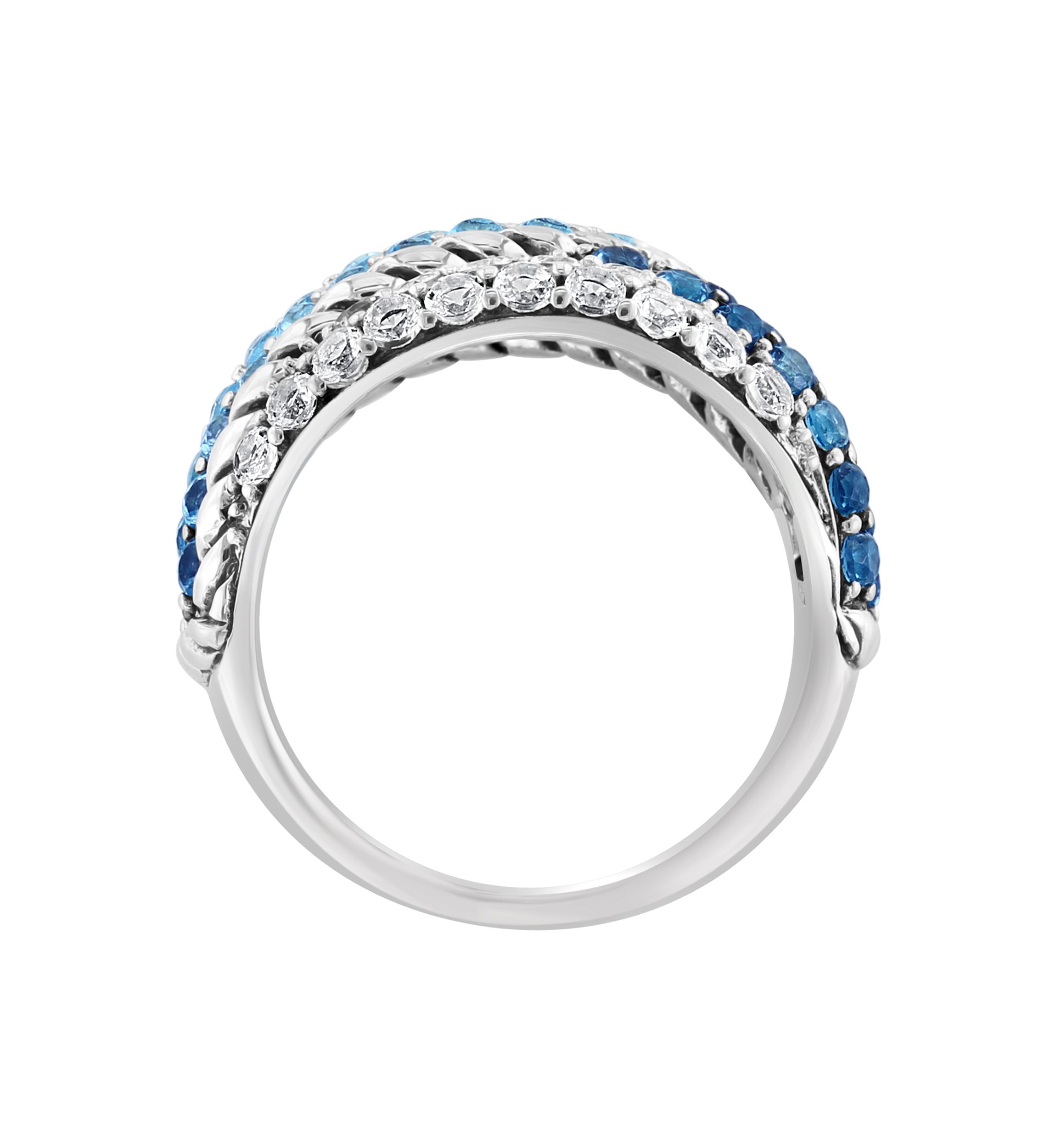 Blue Topaz Cable Faux Stack Ring in Sterling Silver 