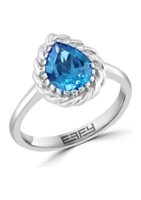 Effy Blue Topaz Pear Ring in Sterling Silver