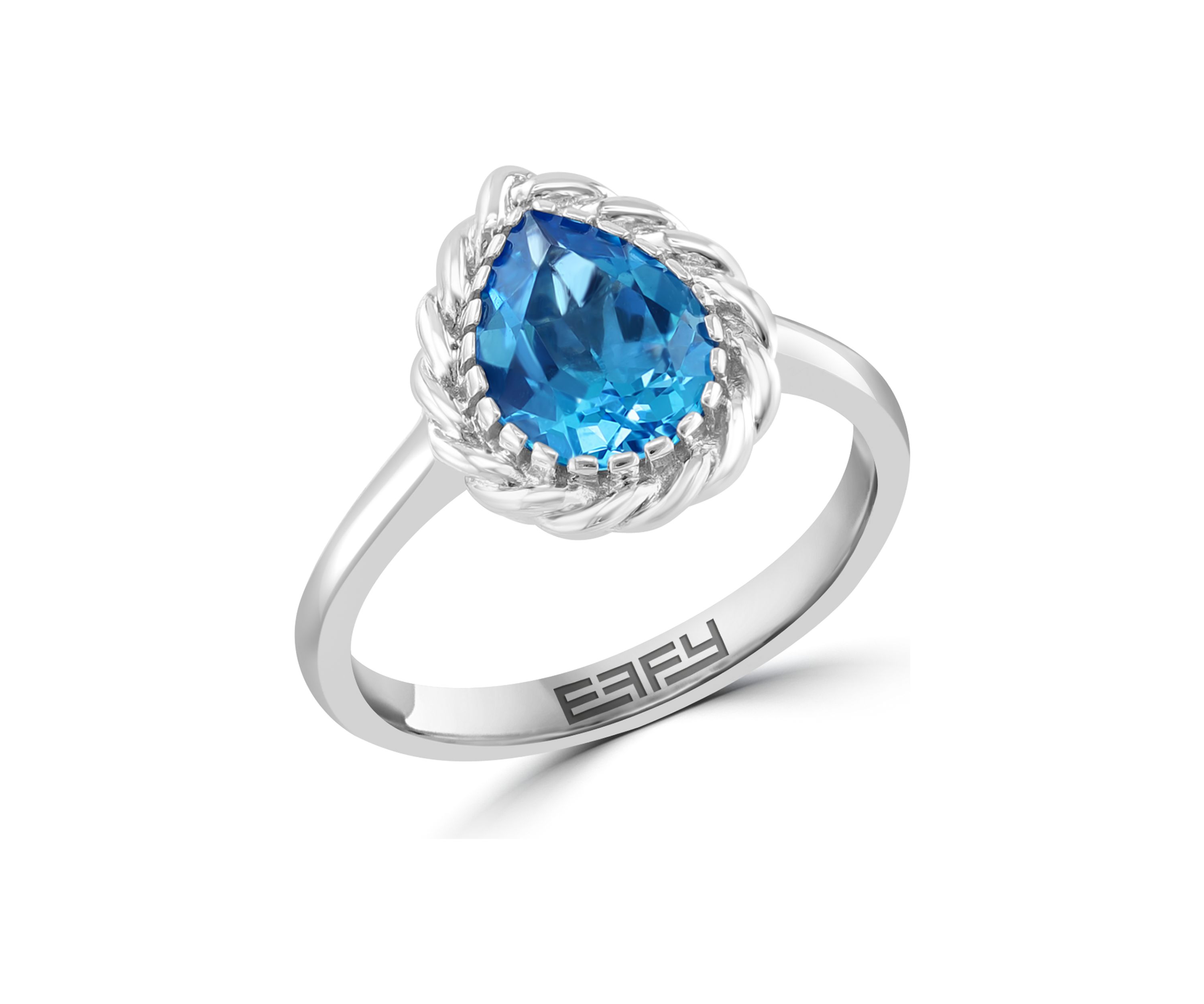 Blue Topaz Pear Ring in Sterling Silver