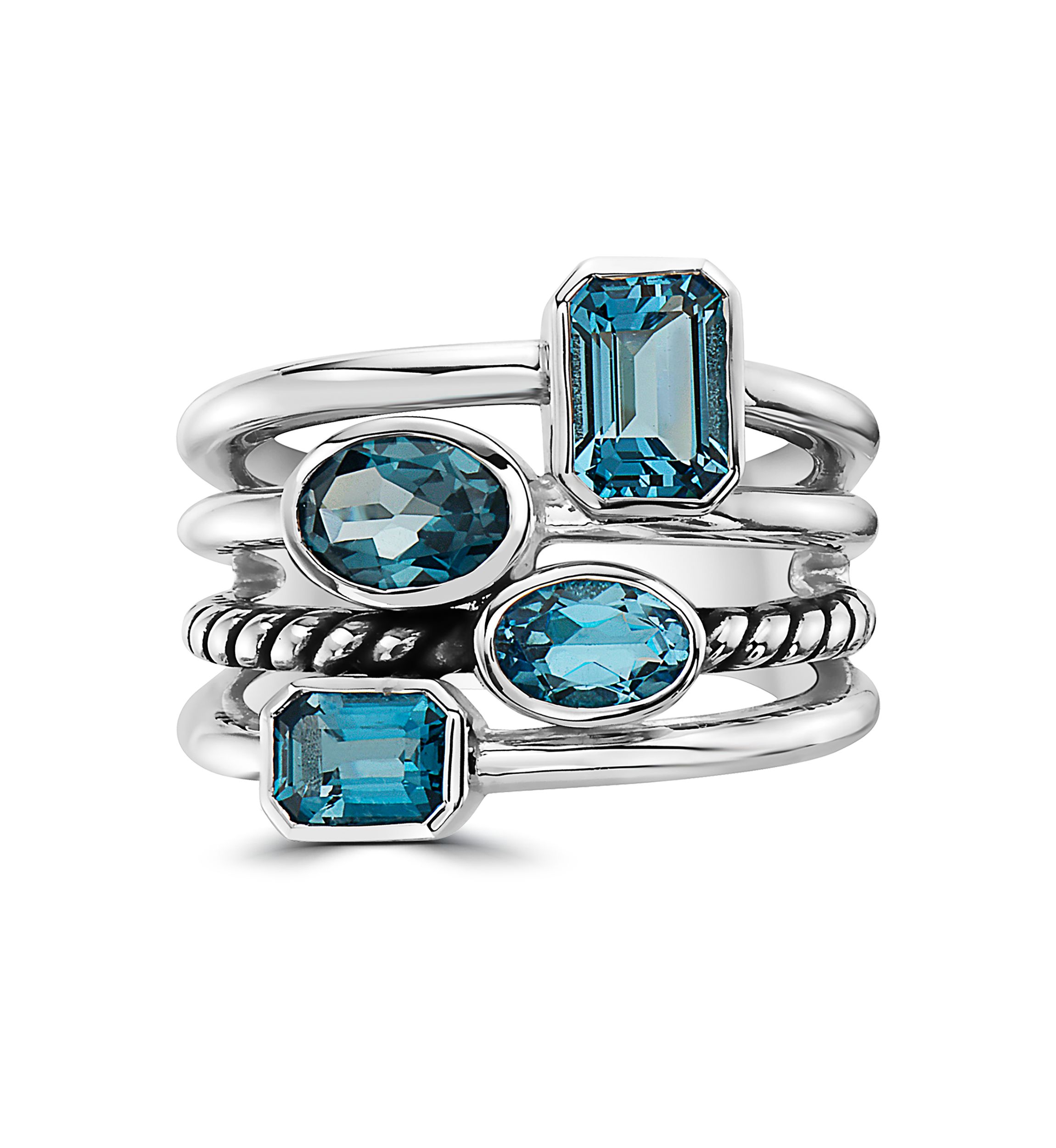 Sterling Silver Blue Topaz and London Blue Topaz Ring