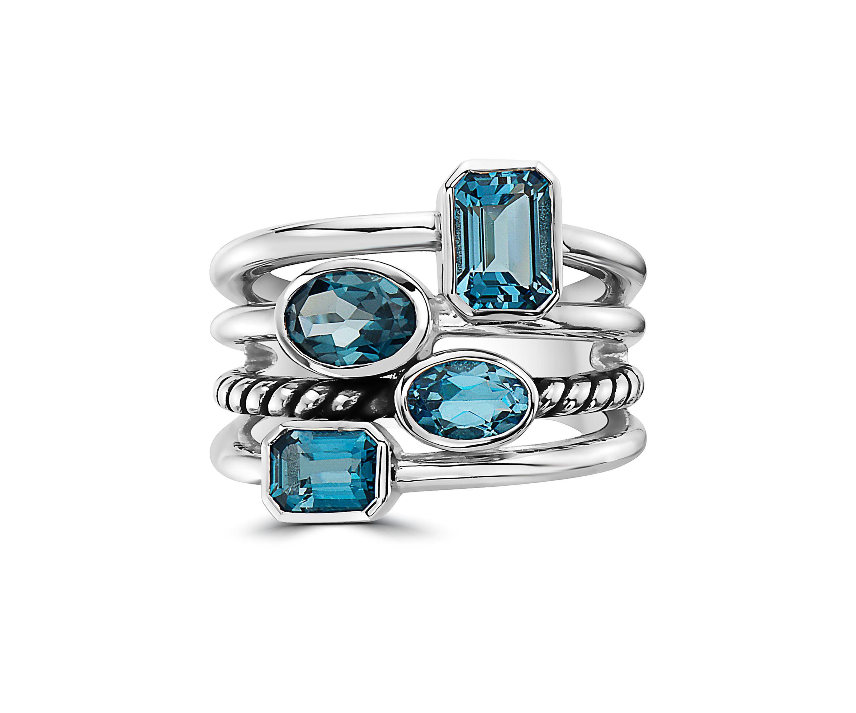 Sterling Silver Blue Topaz and London Blue Topaz Ring