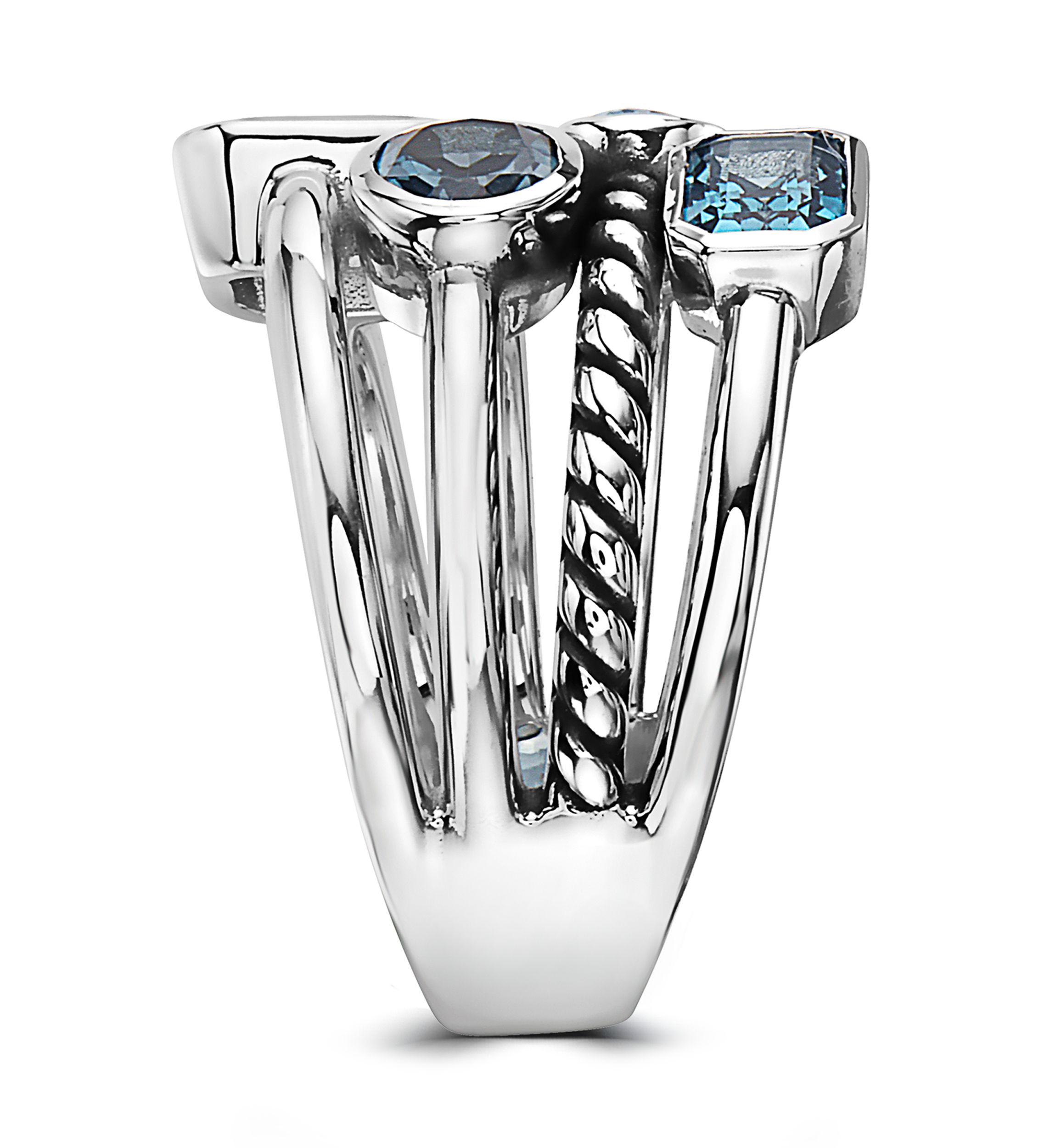 Sterling Silver Blue Topaz and London Blue Topaz Ring