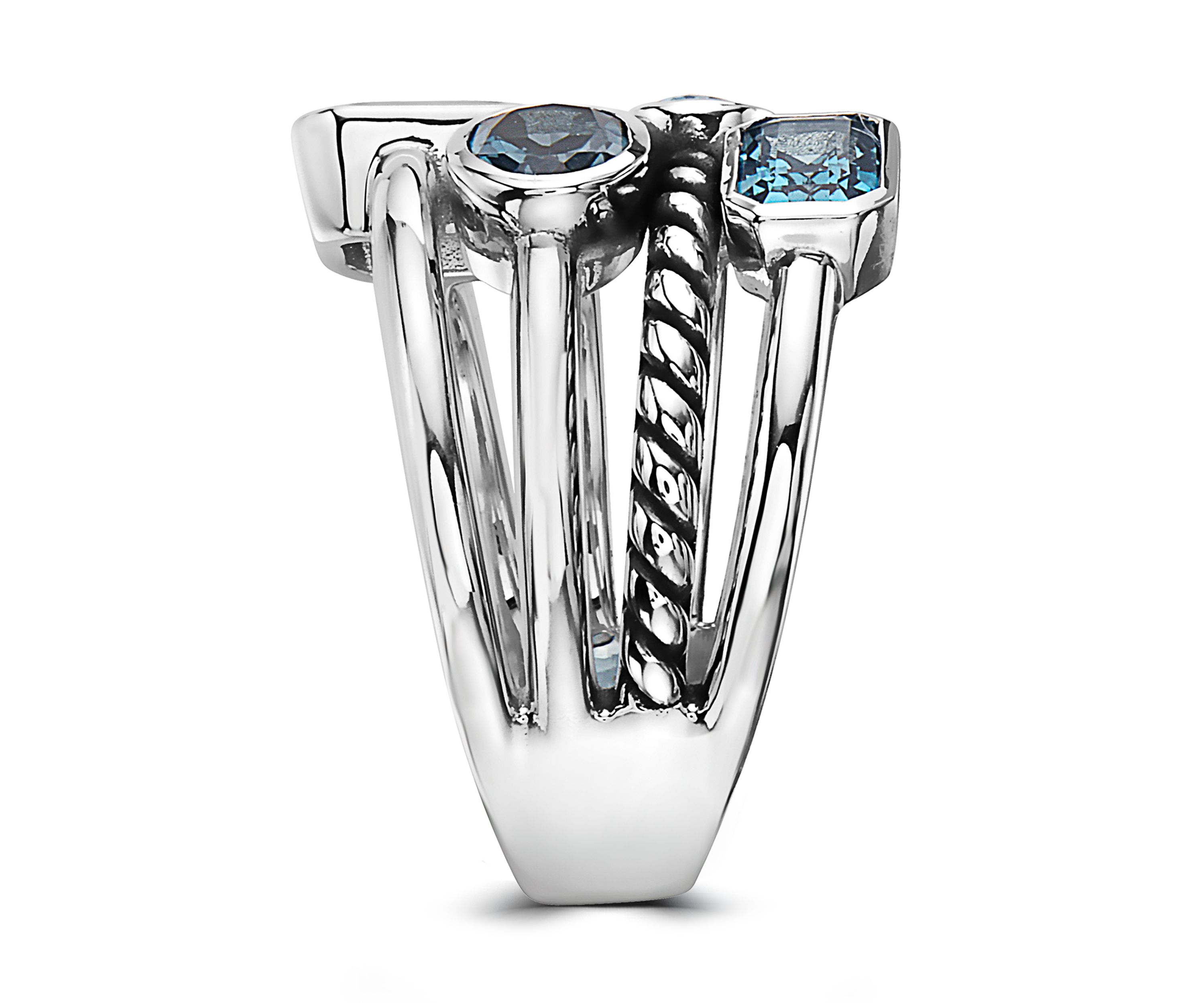 Sterling Silver Blue Topaz and London Blue Topaz Ring