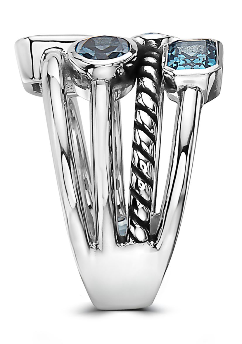 Sterling Silver Blue Topaz and London Blue Topaz Ring