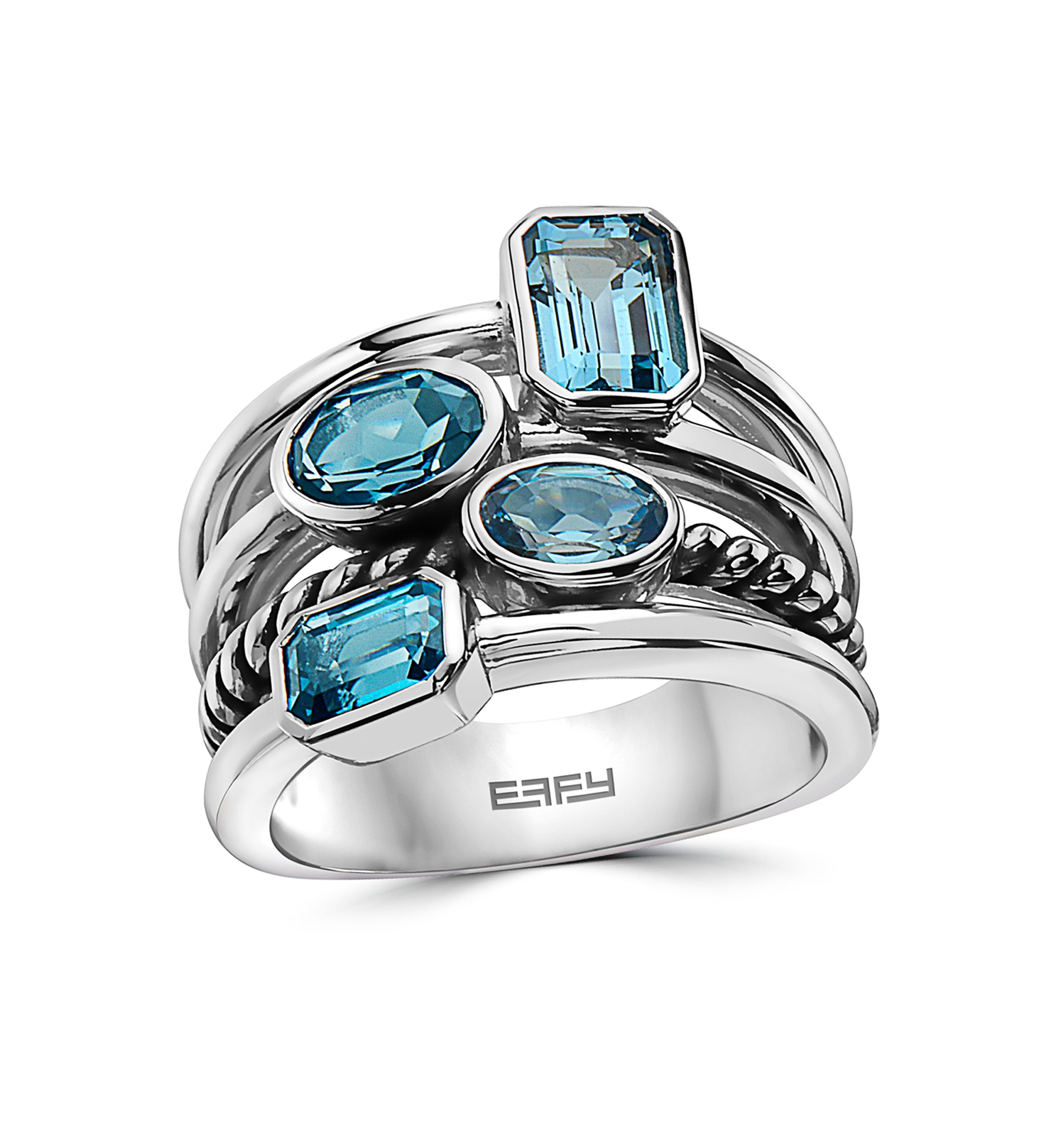 Sterling Silver Blue Topaz and London Blue Topaz Ring