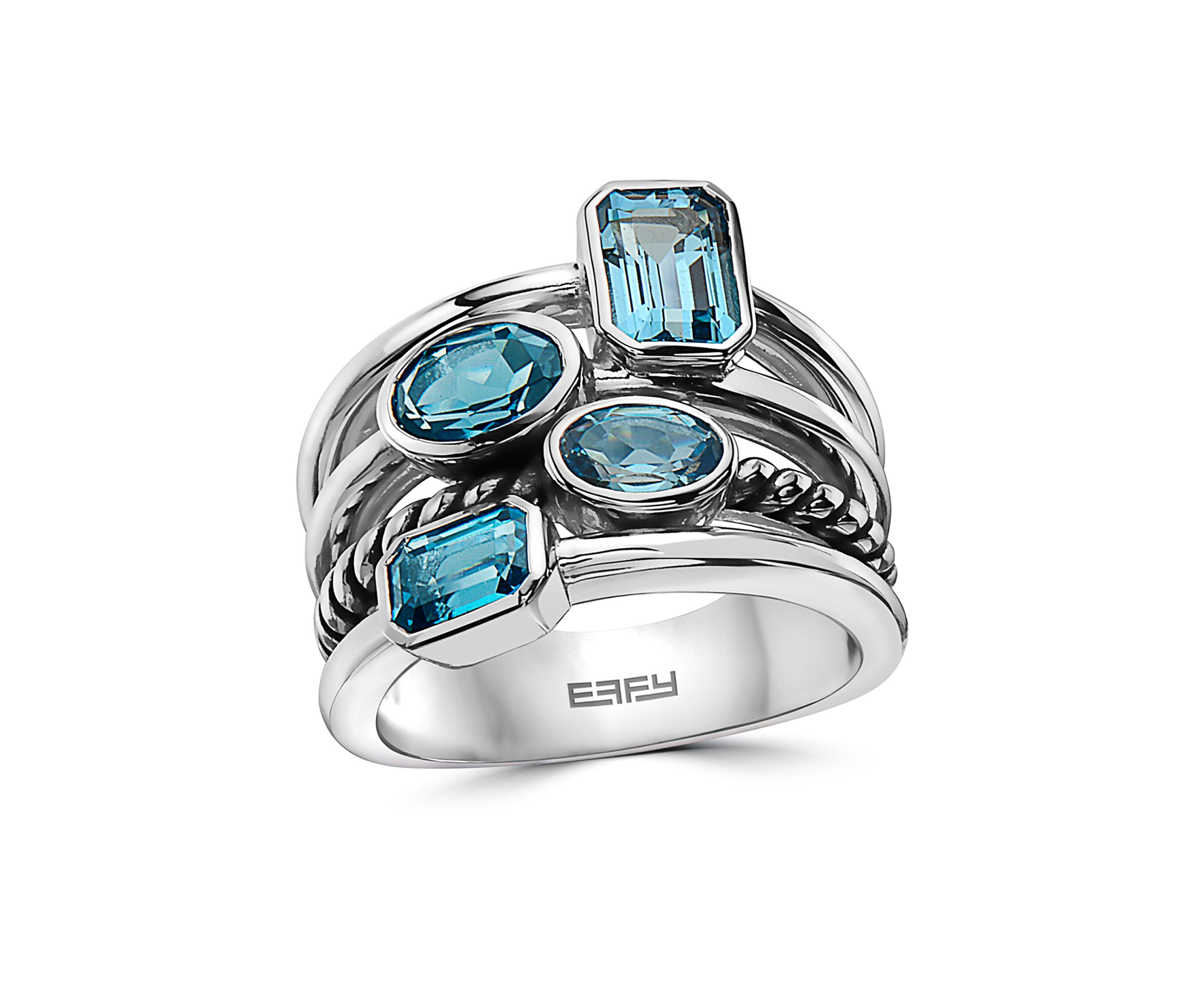 Sterling Silver Blue Topaz and London Blue Topaz Ring