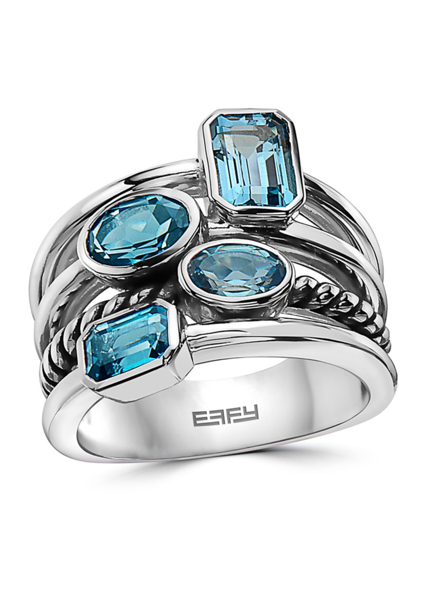 Sterling Silver Blue Topaz and London Blue Topaz Ring