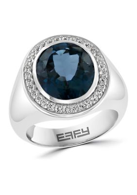 Effy Men's Sterling Silver Blue And White Topaz Ring