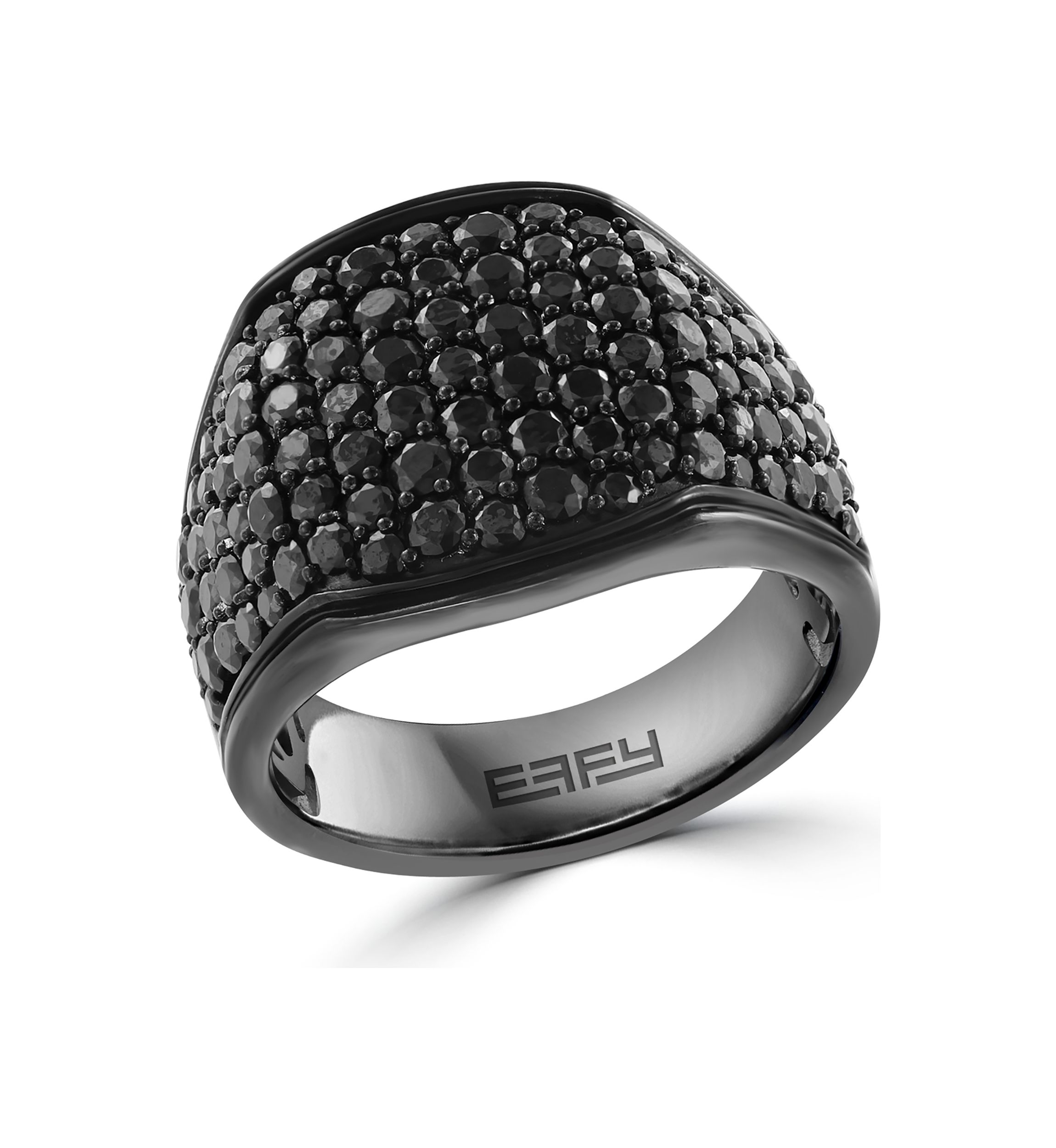 Mens 3.96 ct. t.w. Black Spinel Ring in Sterling Silver 