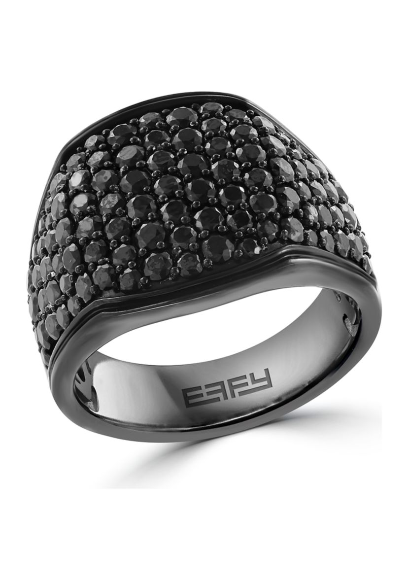 Mens 3.96 ct. t.w. Black Spinel Ring in Sterling Silver 