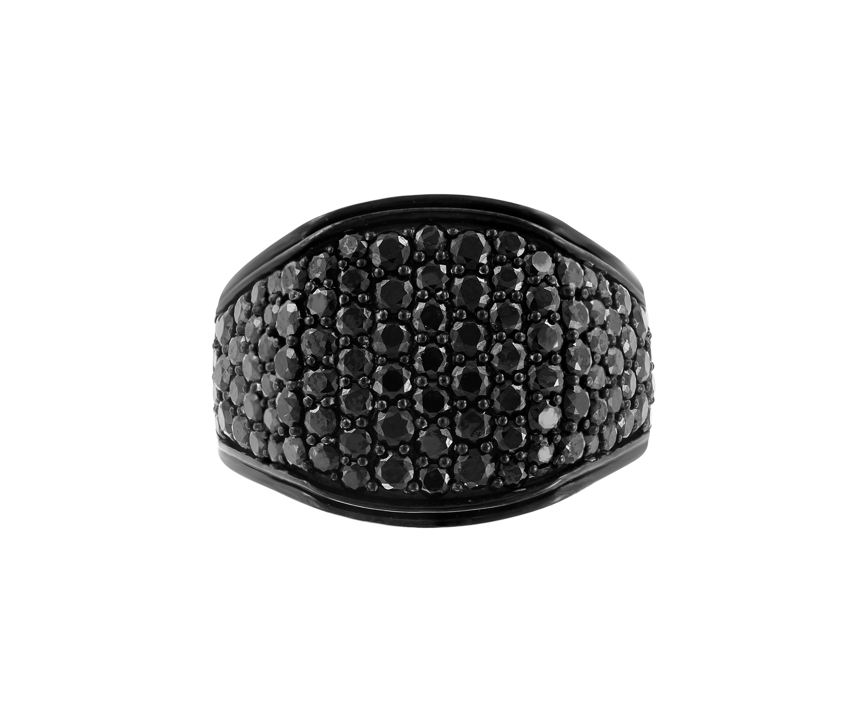 Mens 3.96 ct. t.w. Black Spinel Ring in Sterling Silver 
