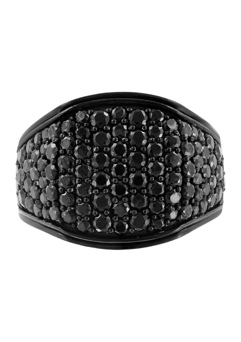 Mens 3.96 ct. t.w. Black Spinel Ring in Sterling Silver 