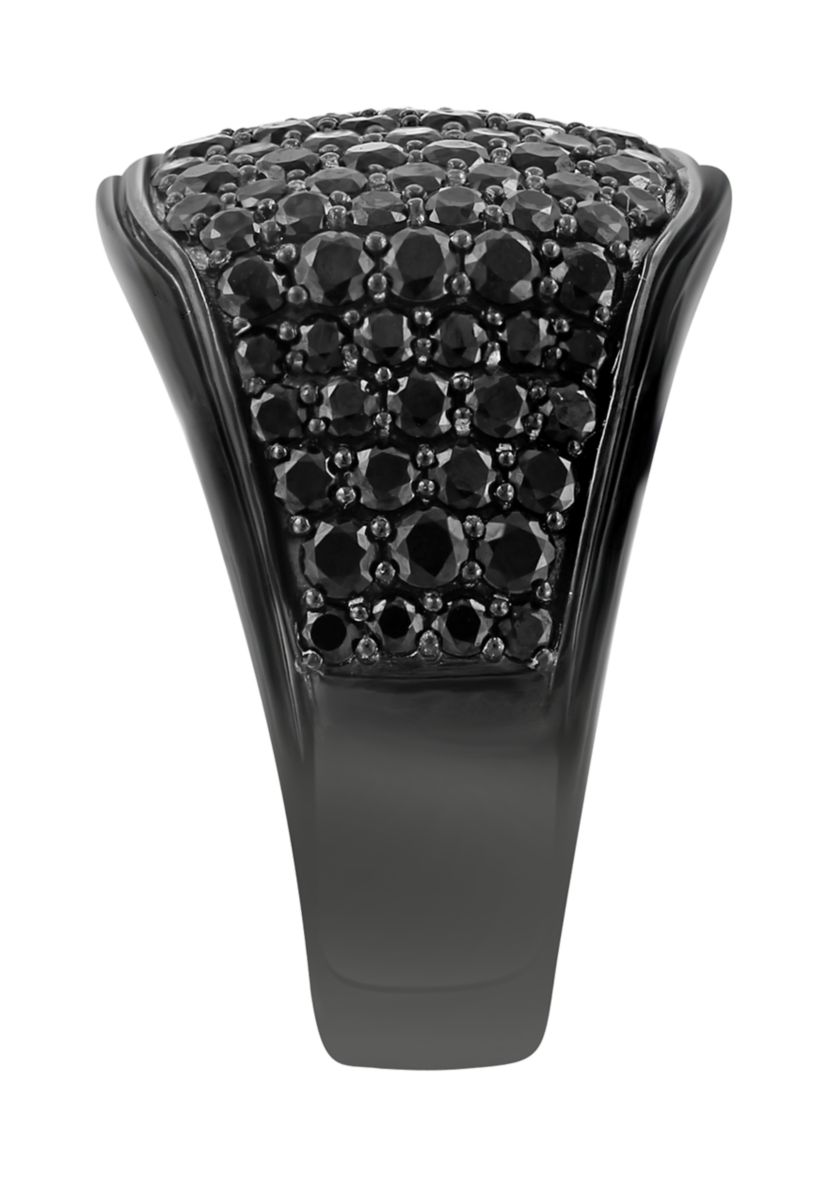 Mens 3.96 ct. t.w. Black Spinel Ring in Sterling Silver 