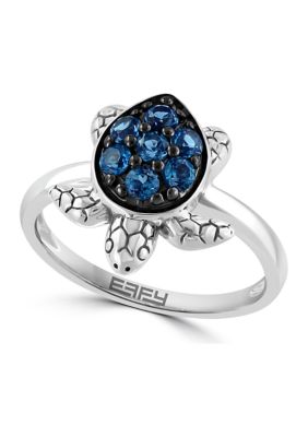 Effy London Blue Topaz Turtle Ring In Sterling Silver