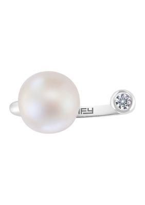 Effy Freshwater Pearl And White Sapphire Ring In Sterling Silver