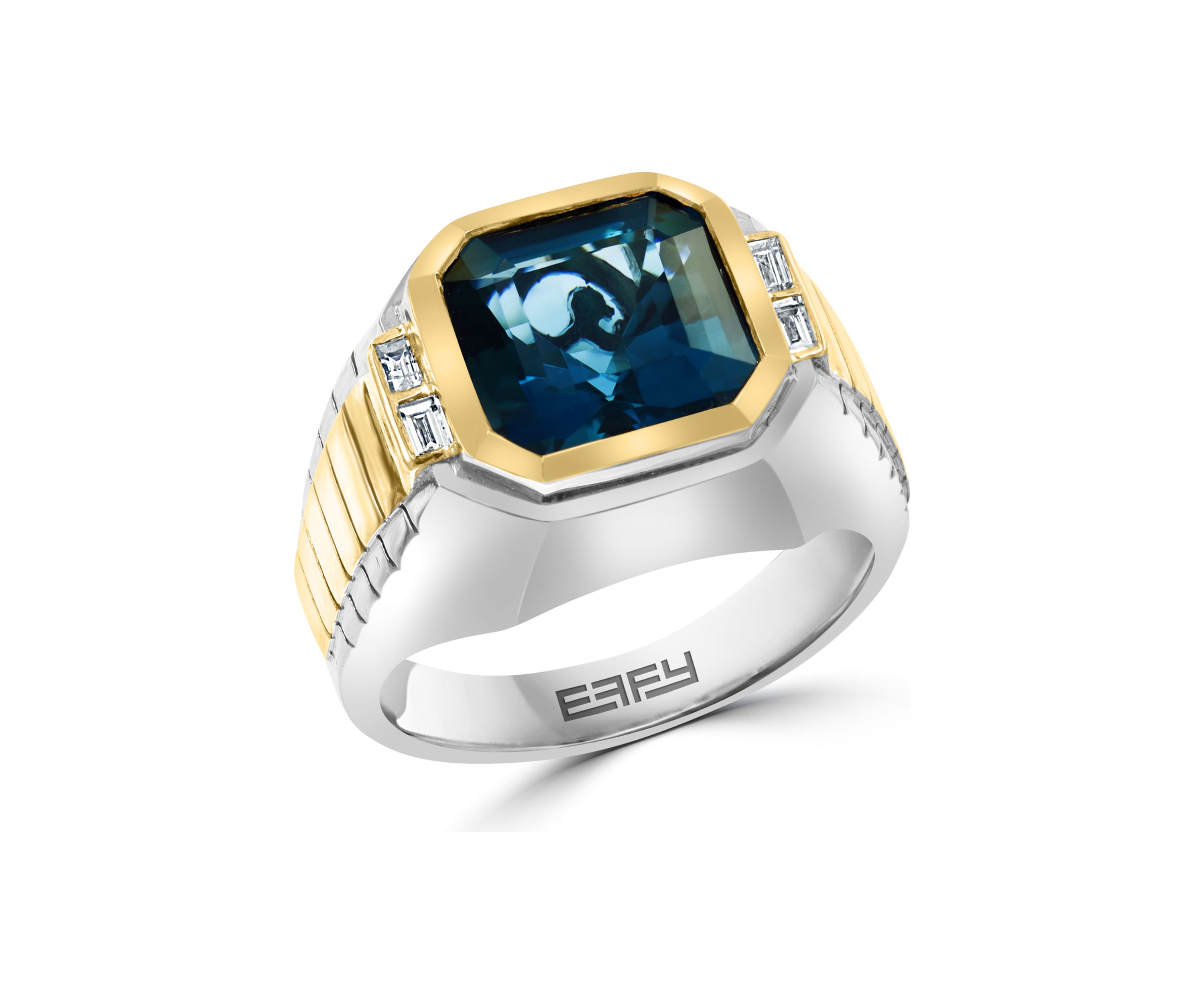  1/6 ct. t.w. Diamond and 7.35 ct. t.w. Blue Topaz Ring in Sterling Silver 