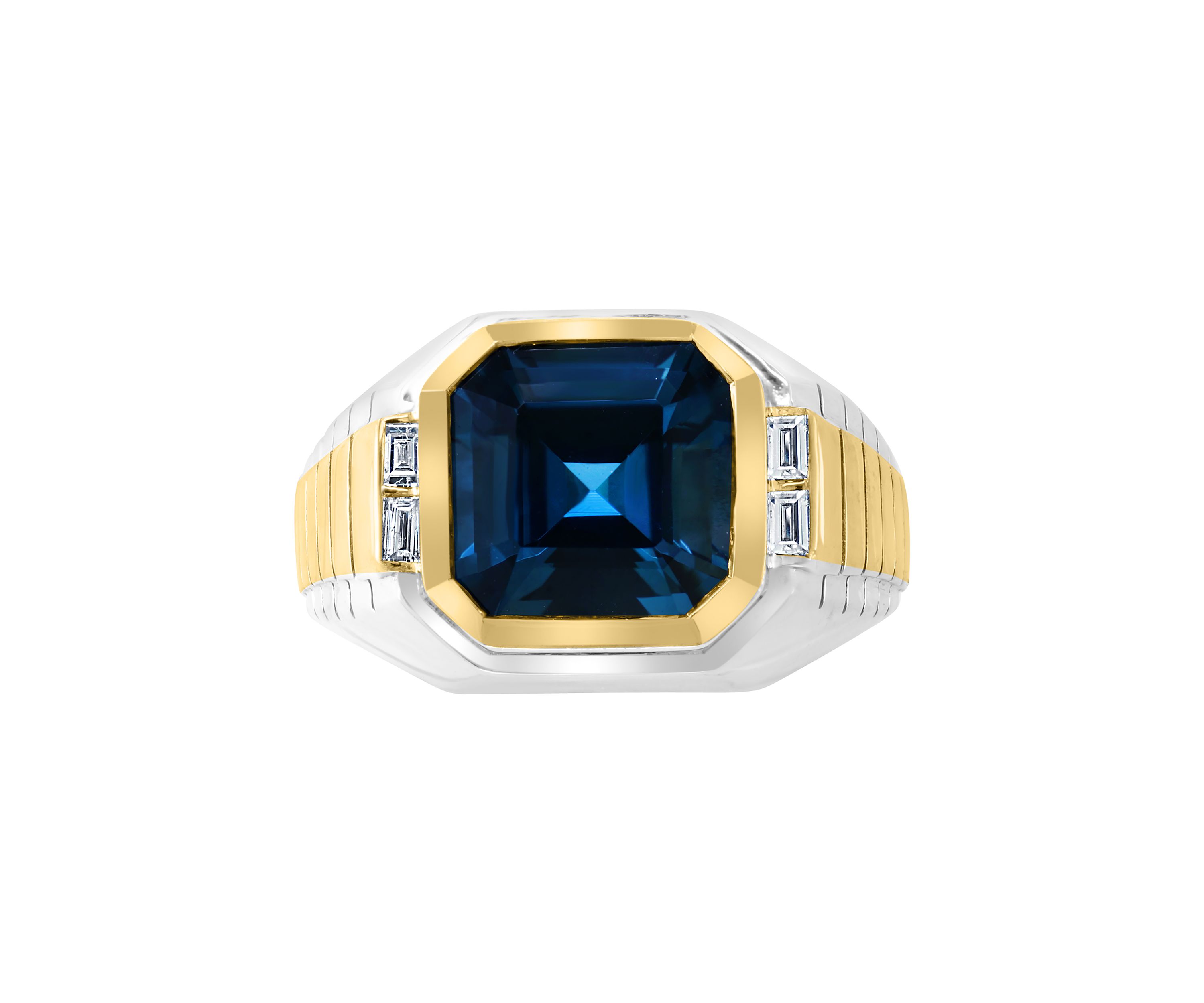  1/6 ct. t.w. Diamond and 7.35 ct. t.w. Blue Topaz Ring in Sterling Silver 