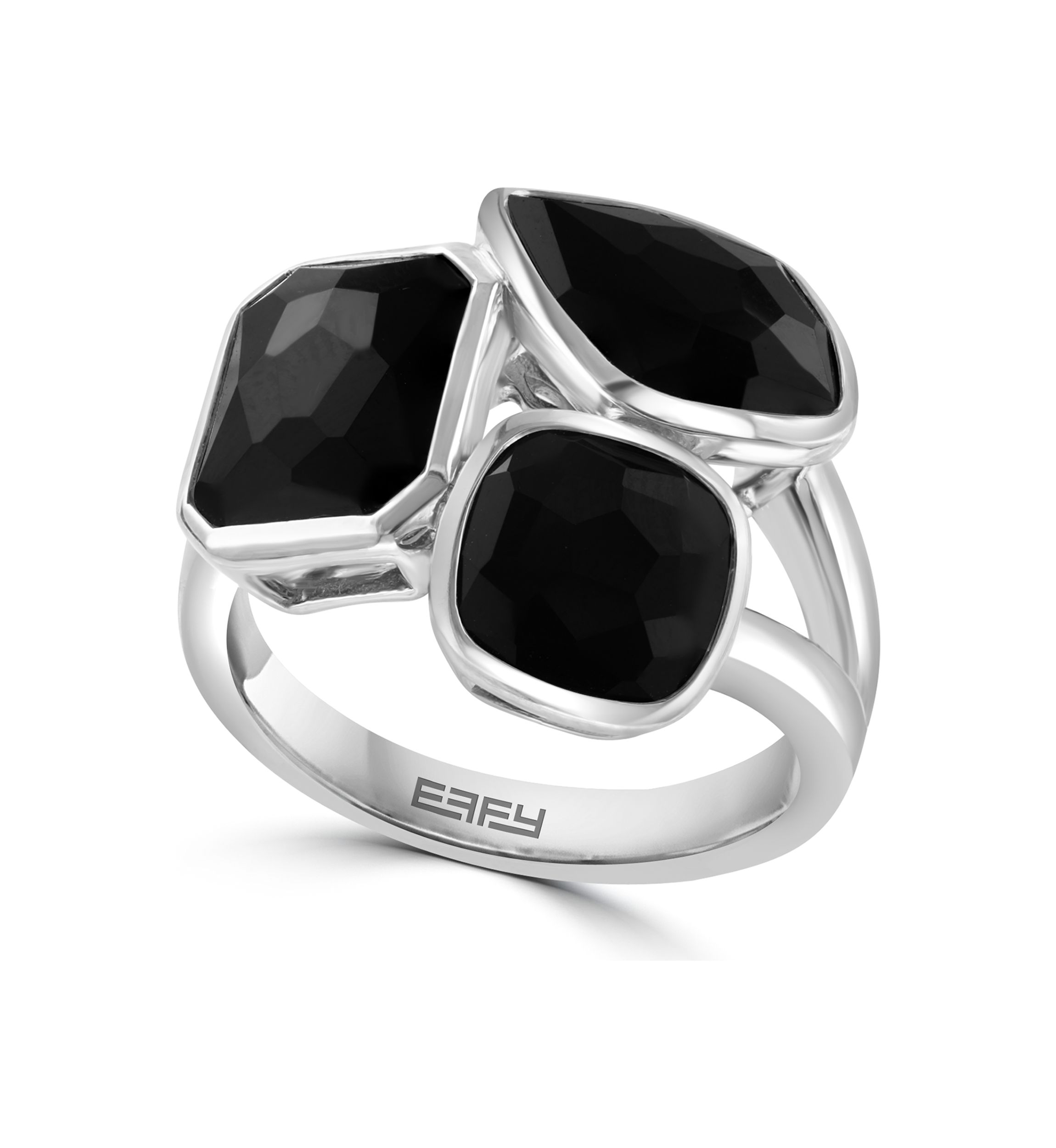 Onyx Cluster Ring in Sterling Silver