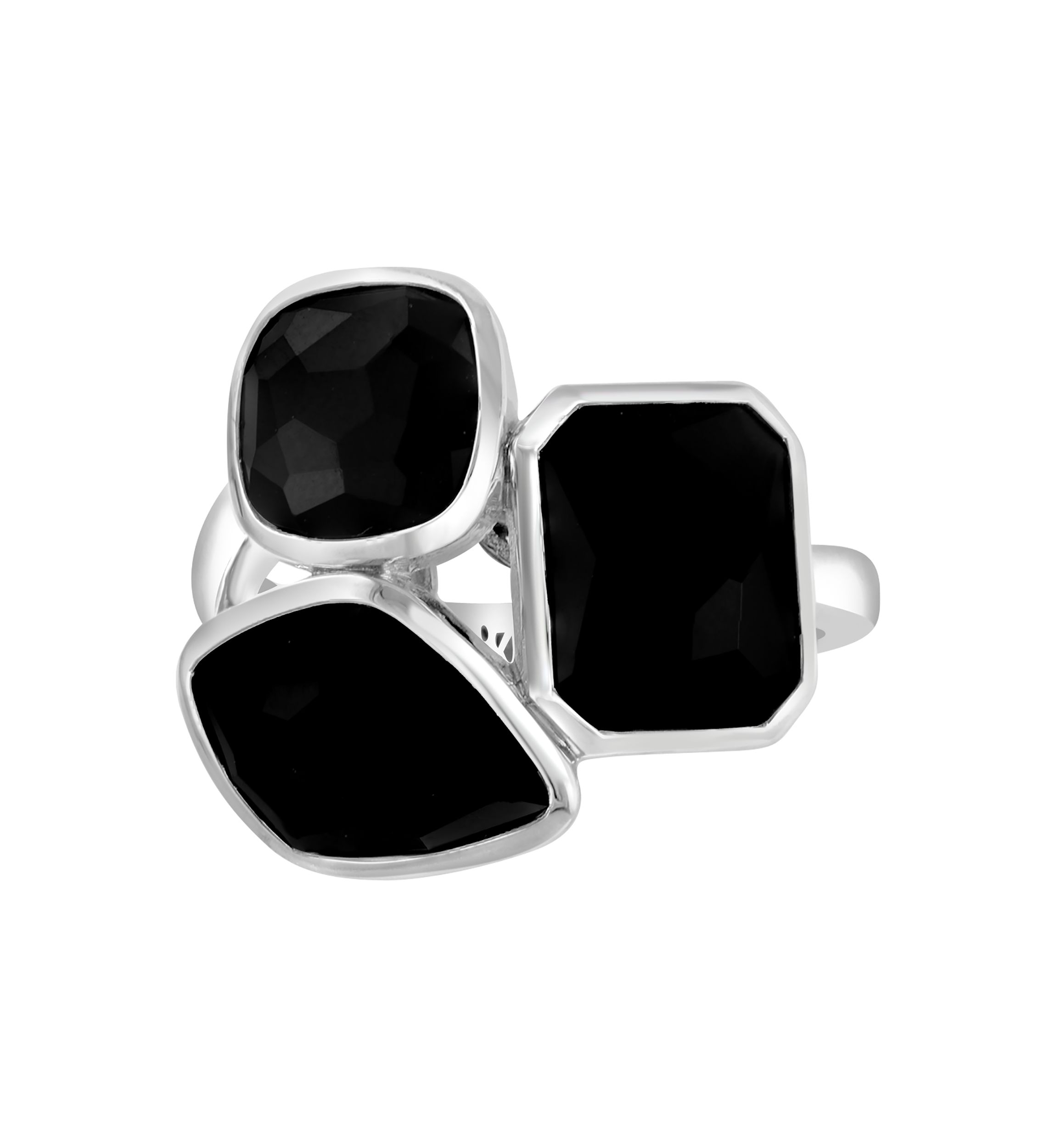 Onyx Cluster Ring in Sterling Silver