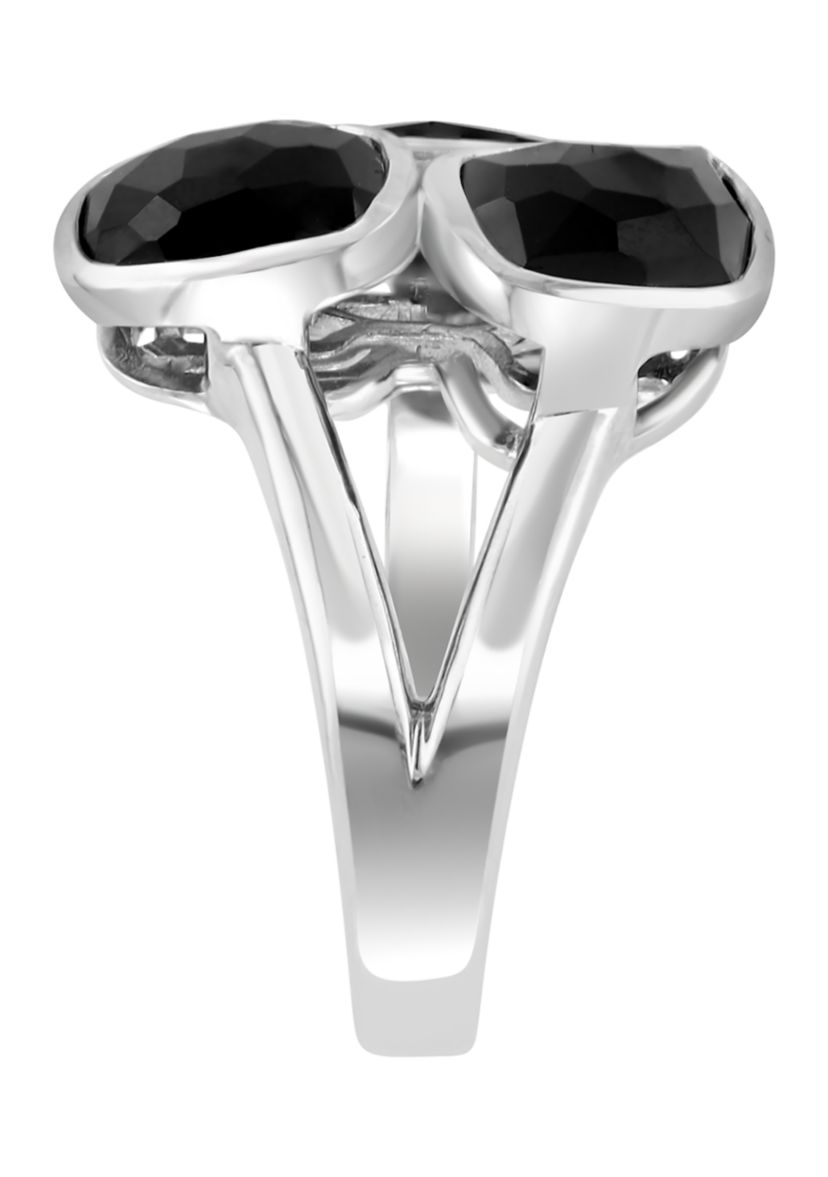 Onyx Cluster Ring in Sterling Silver