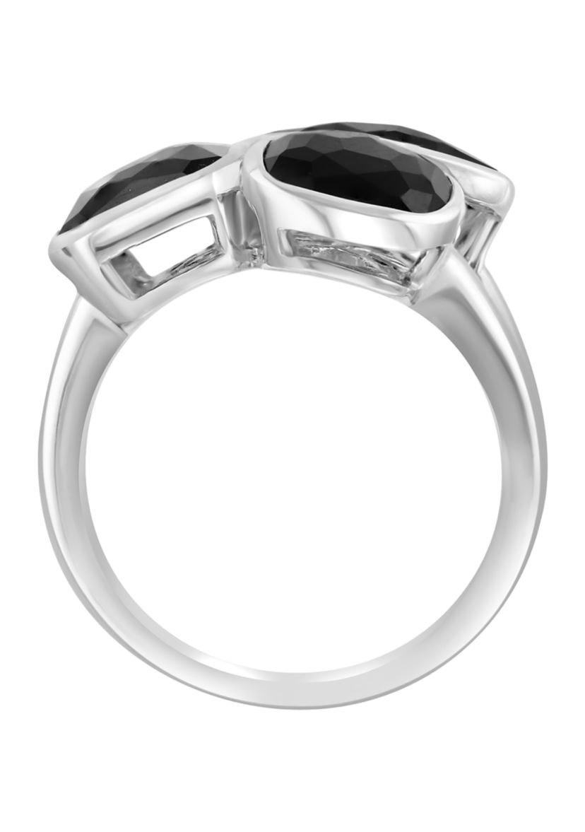 Onyx Cluster Ring in Sterling Silver