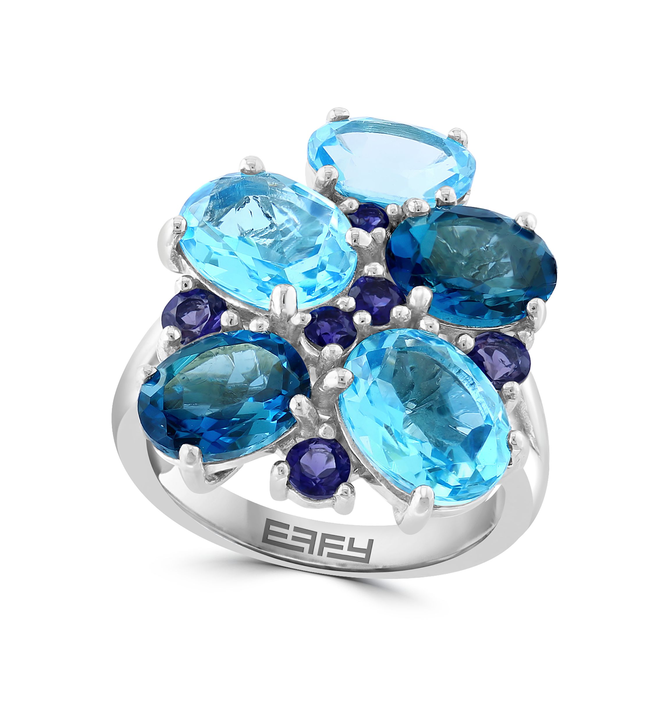 Iolite, Blue Topaz, London Blue Topaz Ring in 925 Sterling Silver