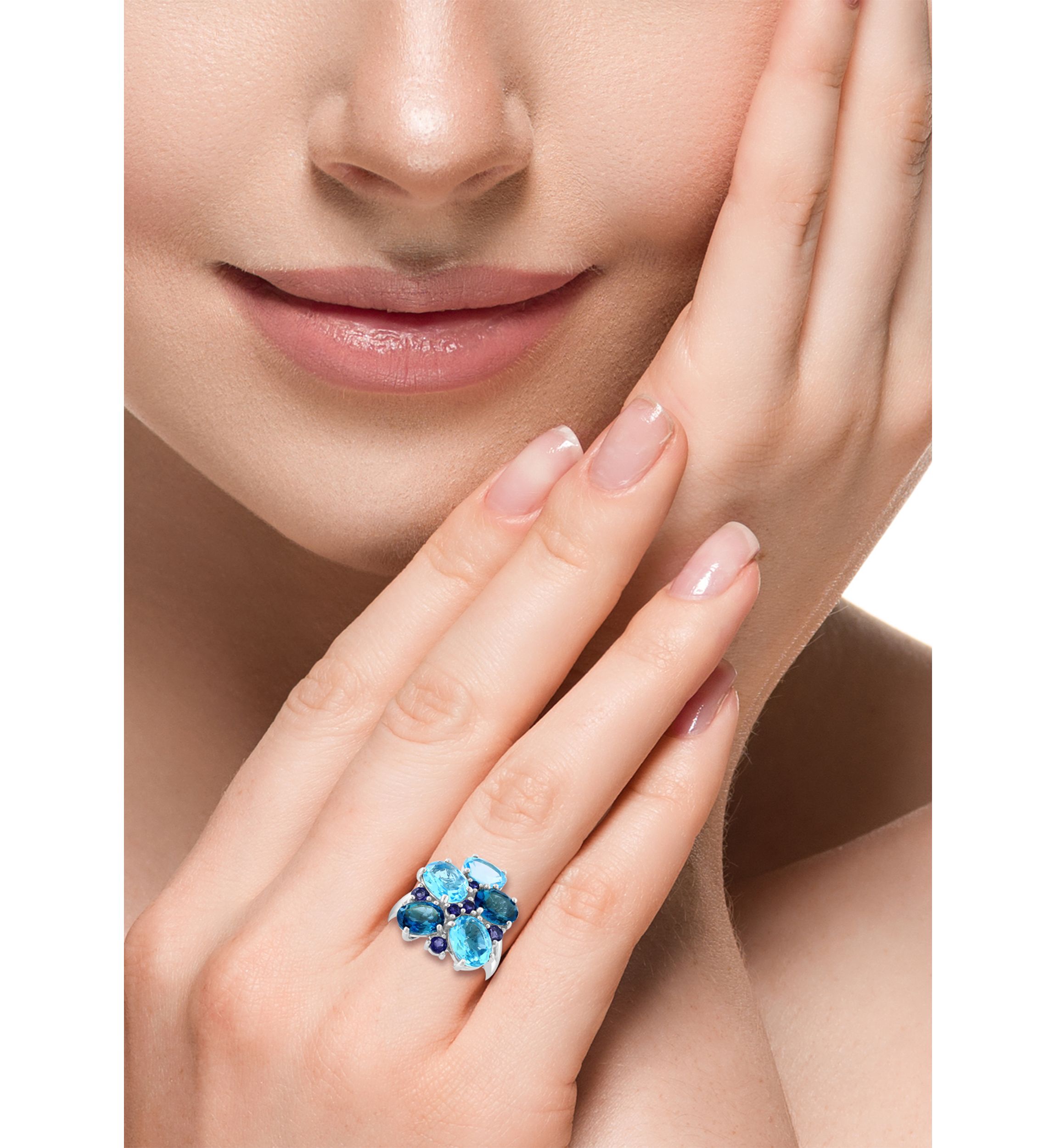 Iolite, Blue Topaz, London Blue Topaz Ring in 925 Sterling Silver