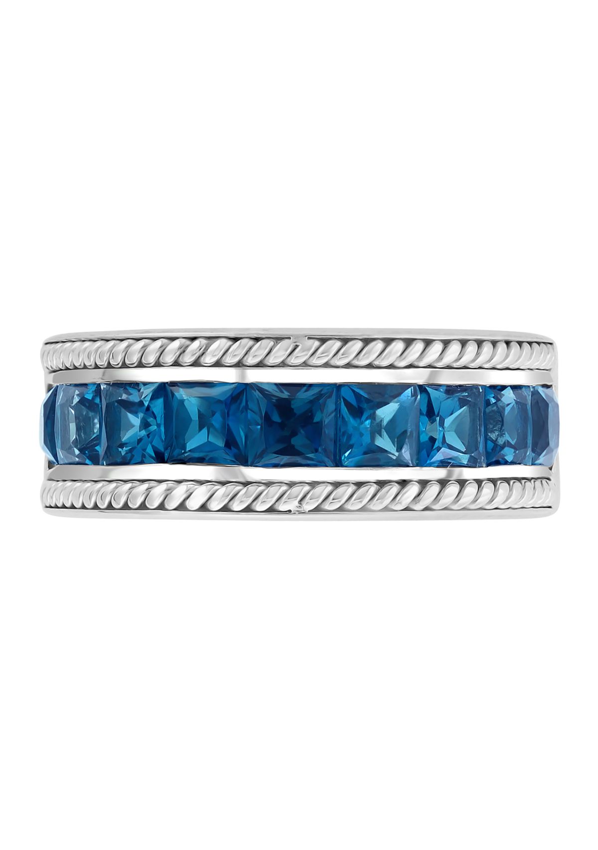Mens 925 Sterling Silver London Blue Topaz Ring 