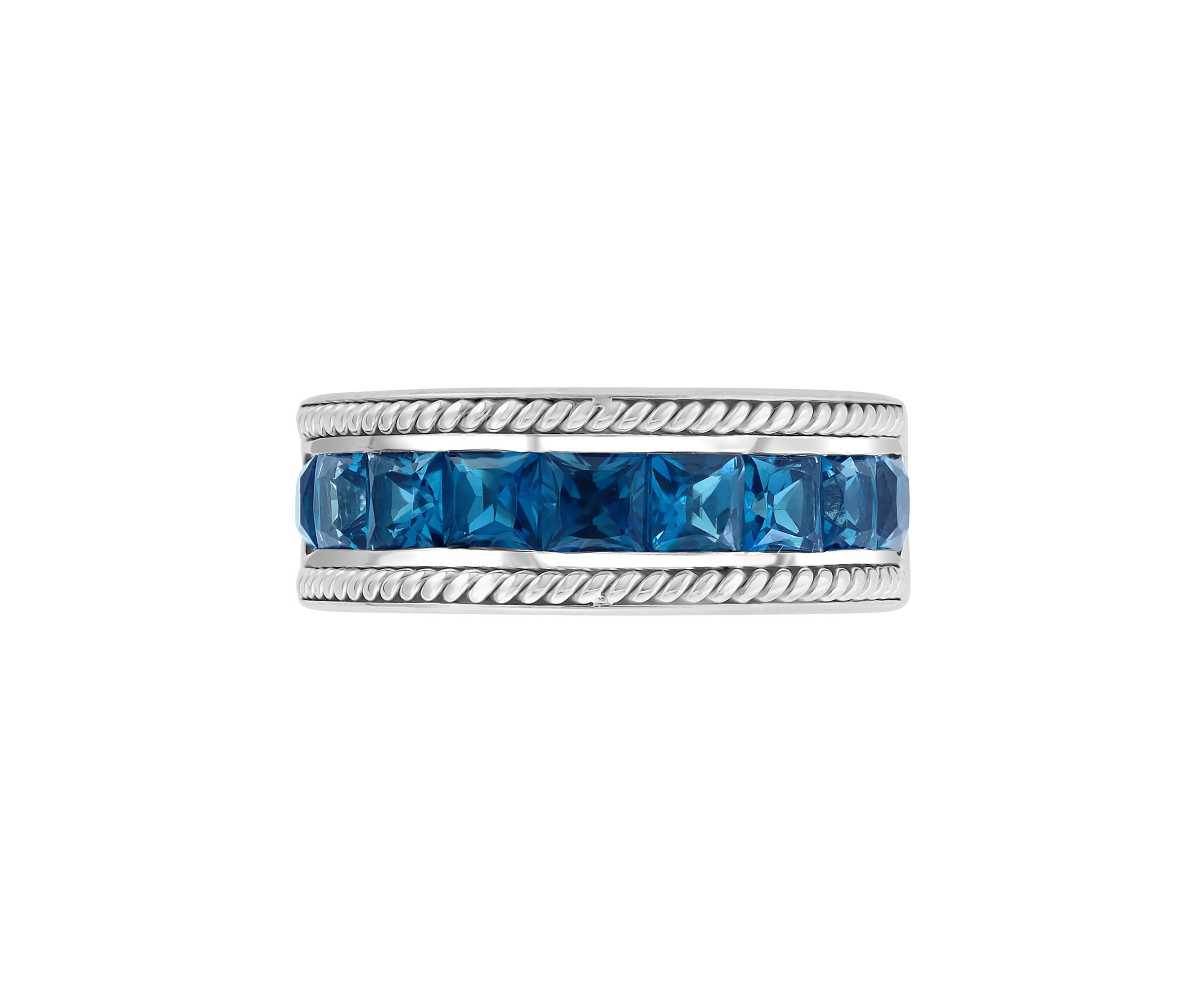 Mens 925 Sterling Silver London Blue Topaz Ring 