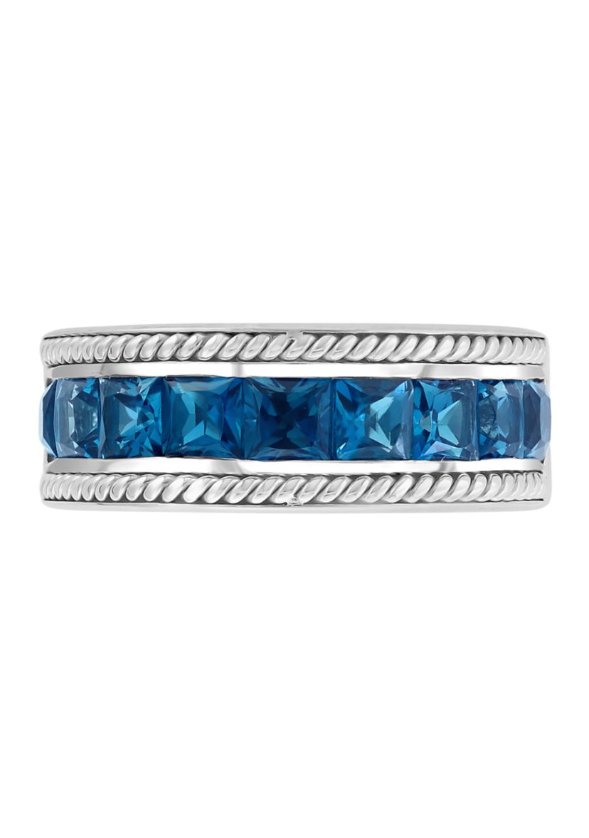 Mens 925 Sterling Silver London Blue Topaz Ring 