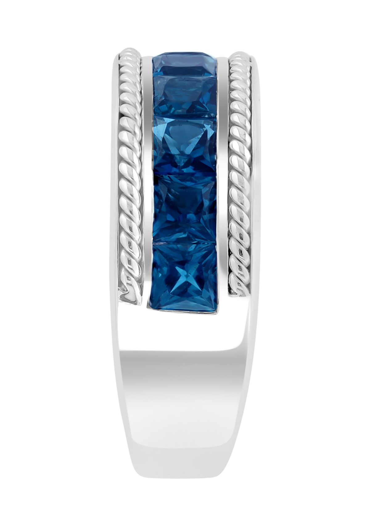 Mens 925 Sterling Silver London Blue Topaz Ring 