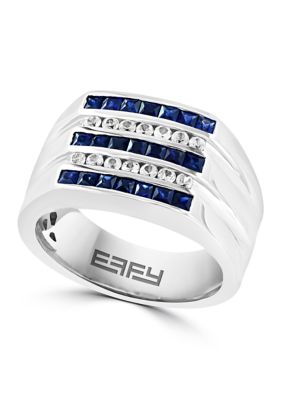 Effy Men's Blue and White Sapphire Ring in Sterling Silver, 10